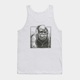 Hipster Gorilla with Headphones // Funny Gorilla Sketch Tank Top